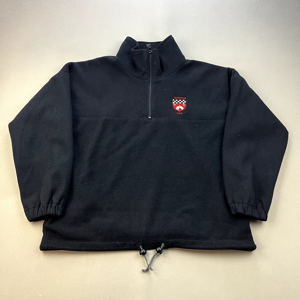 Vintage Skipton Rugby Football Club Jacket Adult Small Black Fleece 1/4 Zip RFC